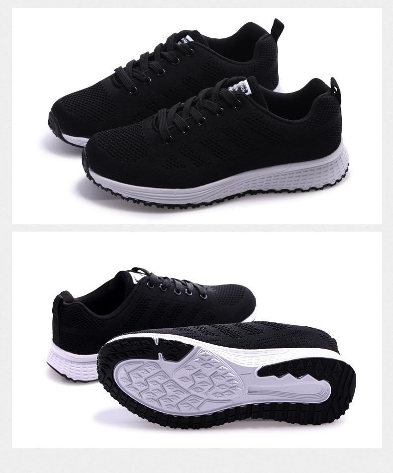 Baskets plates élégantes pour femme, chaussures de tennis décontractées, été, à lacets, en maille, légères et respirantes, confortables, antidérapantes, légères, baskets athlétiques en maille respirante.
