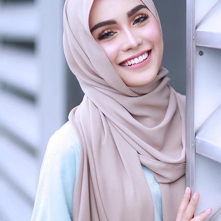 Nouveau long foulard en mousseline de soie, solide et coloré, élégant, léger, islamique, écharpe, châle, bandeau, étole, hijabs musulmans, foulard, écharpes de couleurs pour femmes