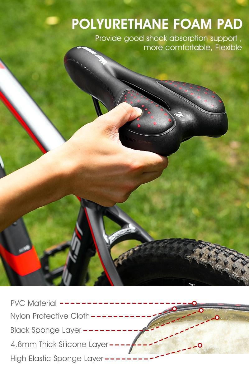 Selle de vélo de montagne de route, en cuir PU, coussin de cyclisme confortable, antichoc, rembourré de gel, pour hommes, selle de vélo confortable, antidérapante, étanche, pour VTT.