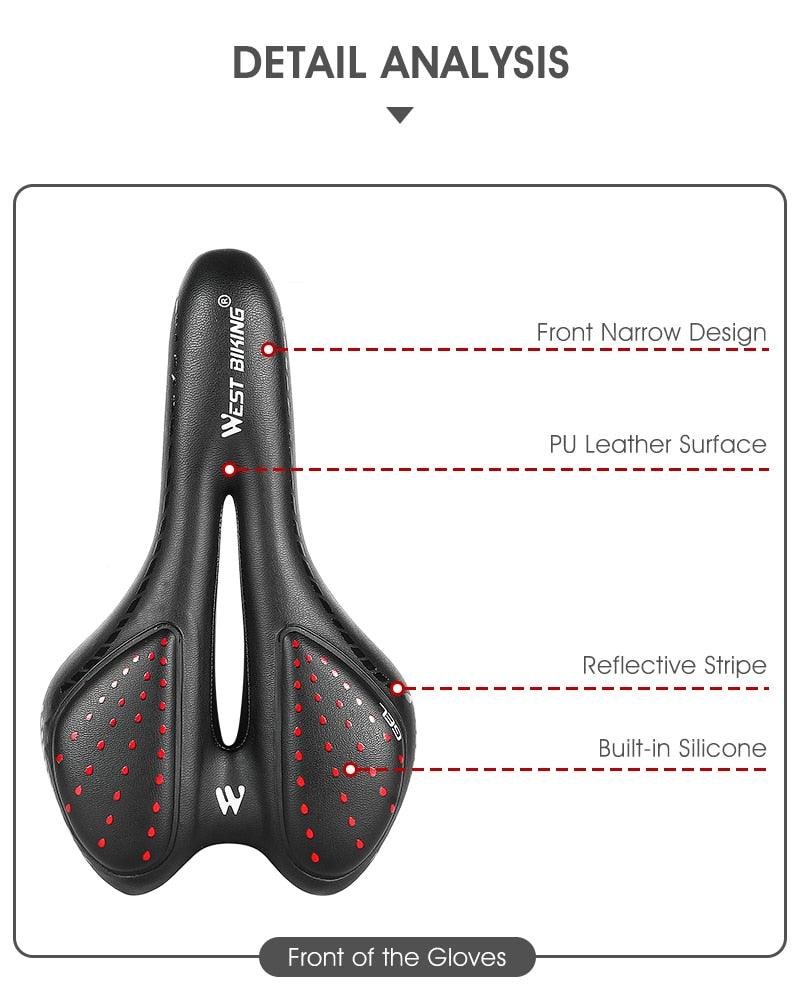 Selle de vélo de montagne de route, en cuir PU, coussin de cyclisme confortable, antichoc, rembourré de gel, pour hommes, selle de vélo confortable, antidérapante, étanche, pour VTT.