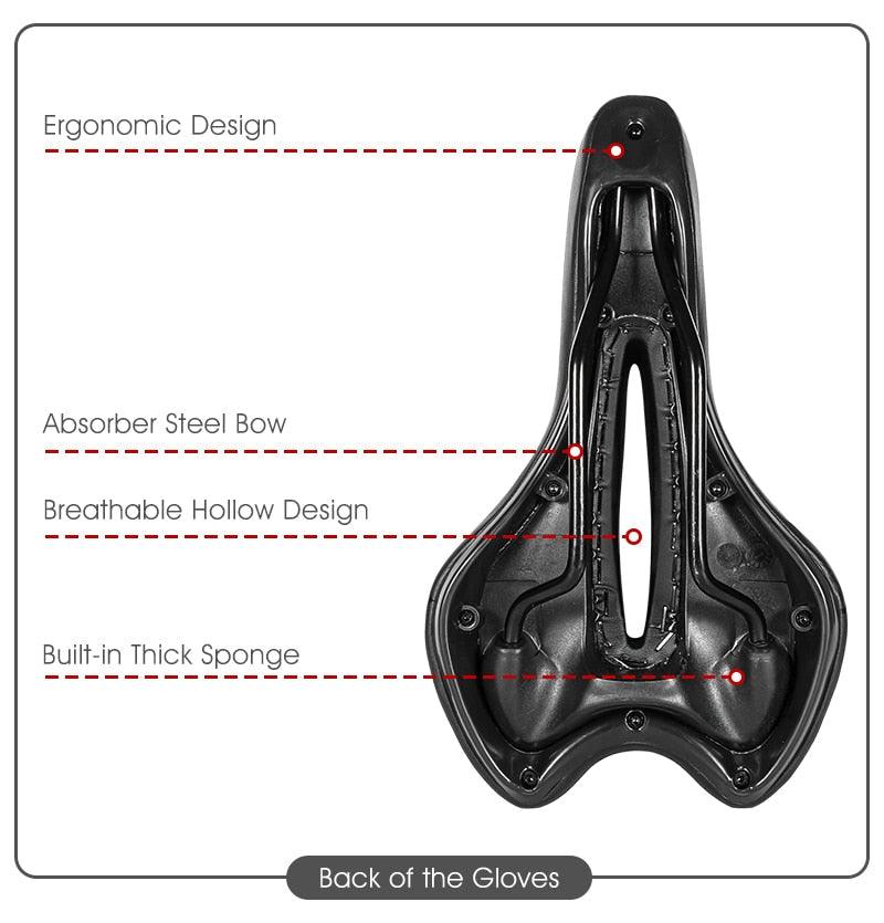 Selle de vélo de montagne de route, en cuir PU, coussin de cyclisme confortable, antichoc, rembourré de gel, pour hommes, selle de vélo confortable, antidérapante, étanche, pour VTT.