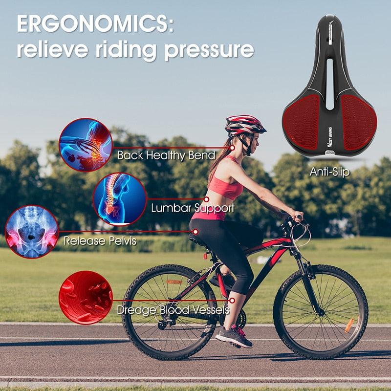 Selle de vélo de montagne de route, en cuir PU, coussin de cyclisme confortable, antichoc, rembourré de gel, pour hommes, selle de vélo confortable, antidérapante, étanche, pour VTT.