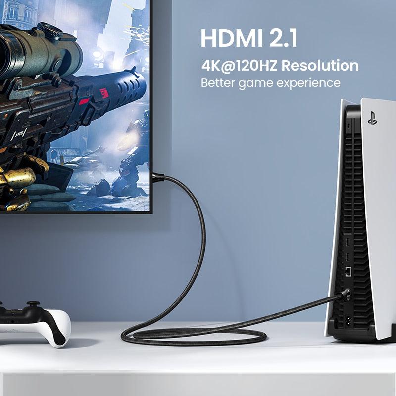 Câble HDMI Noir 2.1 8K60Hz 4K120Hz Répartiteur HDMI HDR10 48Gbps Ultra Haute Vitesse 4K 120Hz Câble HDMI Tressé Dynamic HDR Vision HDR 10 Compatible avec TV UHD Console de Jeu