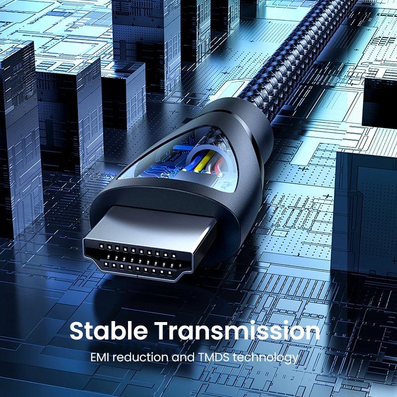 Câble HDMI Noir 2.1 8K60Hz 4K120Hz Répartiteur HDMI HDR10 48Gbps Ultra Haute Vitesse 4K 120Hz Câble HDMI Tressé Dynamic HDR Vision HDR 10 Compatible avec TV UHD Console de Jeu