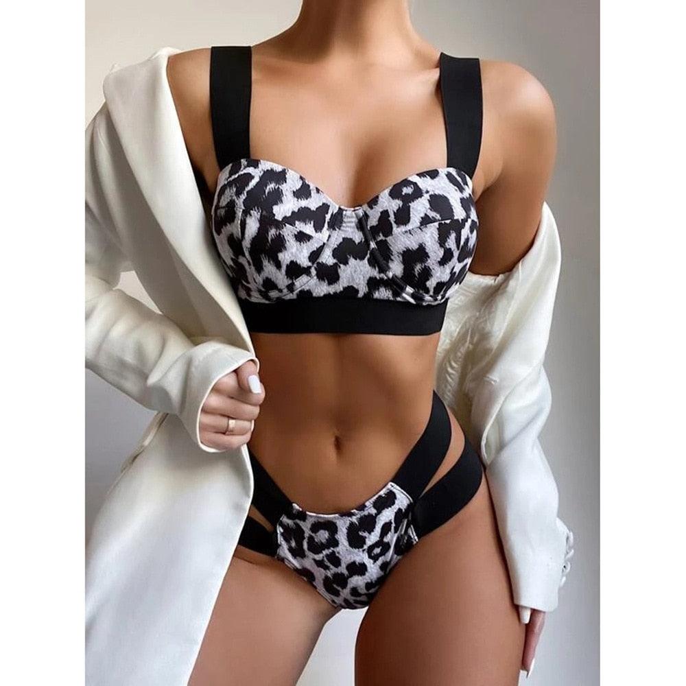 Maillot de bain de luxe pour femme, bikini noir, taille haute, 2 pièces, ensemble de maillot de bain, maillot de bain de plage pour femme, ensemble bikini bandage taille haute deux pièces, push-up