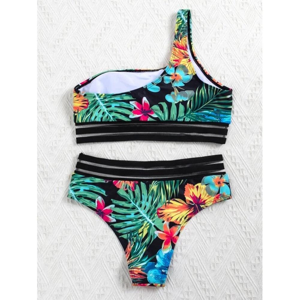 Maillot de bain de luxe pour femme, bikini noir, taille haute, 2 pièces, ensemble de maillot de bain, maillot de bain de plage pour femme, ensemble bikini bandage taille haute deux pièces, push-up