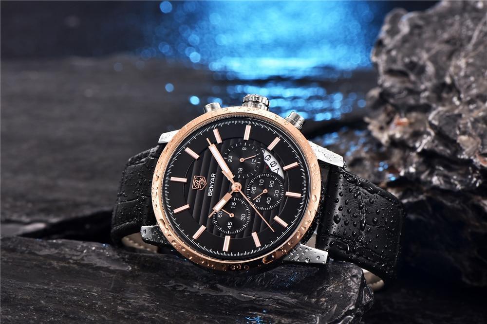 Montres de Luxe pour Hommes, Montre Tendance Étanche pour Hommes, Décontractée Sport Bracelet en Cuir