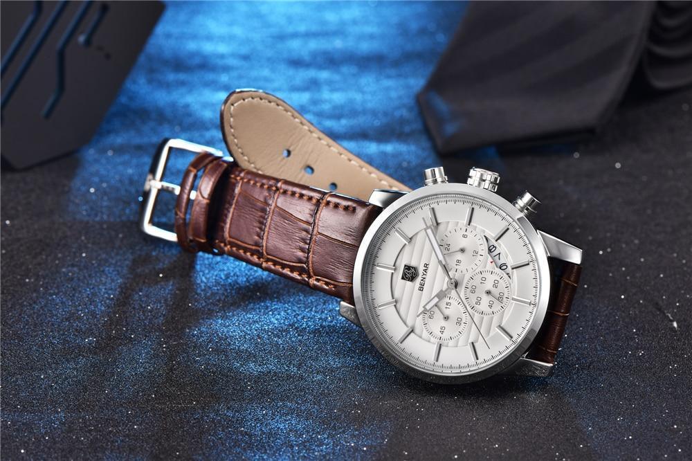 Montres de Luxe pour Hommes, Montre Tendance Étanche pour Hommes, Décontractée Sport Bracelet en Cuir