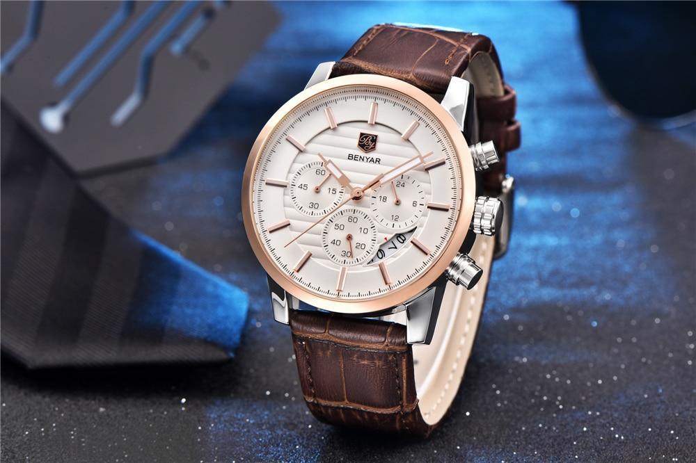 Montres de Luxe pour Hommes, Montre Tendance Étanche pour Hommes, Décontractée Sport Bracelet en Cuir