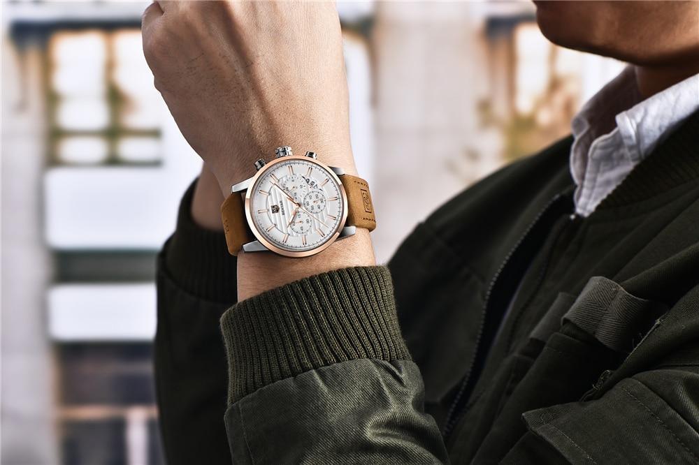 Montres de Luxe pour Hommes, Montre Tendance Étanche pour Hommes, Décontractée Sport Bracelet en Cuir