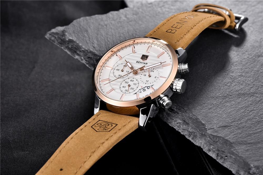 Montres de Luxe pour Hommes, Montre Tendance Étanche pour Hommes, Décontractée Sport Bracelet en Cuir