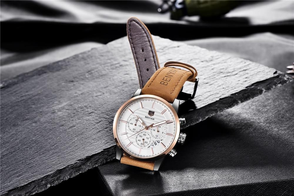 Montres de Luxe pour Hommes, Montre Tendance Étanche pour Hommes, Décontractée Sport Bracelet en Cuir