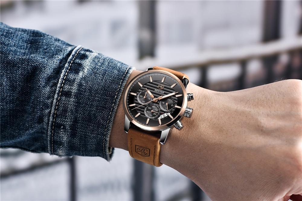 Montres de Luxe pour Hommes, Montre Tendance Étanche pour Hommes, Décontractée Sport Bracelet en Cuir