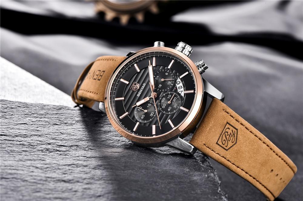 Montres de Luxe pour Hommes, Montre Tendance Étanche pour Hommes, Décontractée Sport Bracelet en Cuir