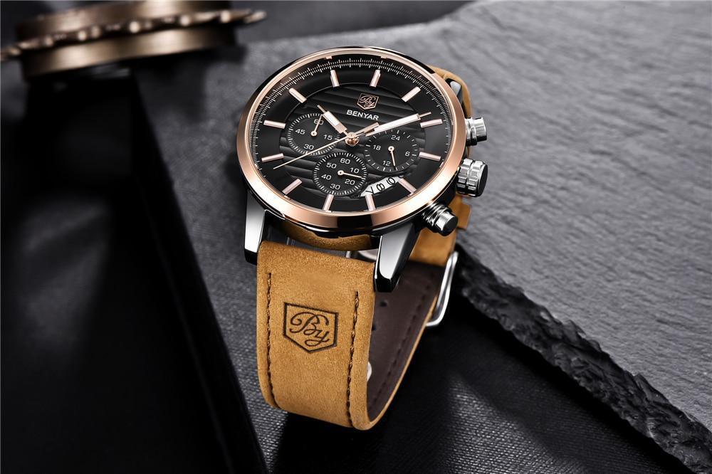 Montres de Luxe pour Hommes, Montre Tendance Étanche pour Hommes, Décontractée Sport Bracelet en Cuir