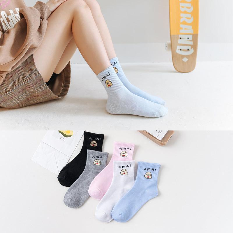 5 Paires Chaussettes Longues Unisexe Fashion Mignonnes Motif Dessin Animé en Coton Doux et Respirant Chaussettes de Sport Été Hiver Chaudes et Amusantes Style Harajuku Pour Hommes et Femmes