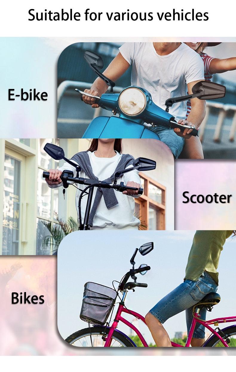 Rétroviseur de vélo intelligent, élégant, pour guidon, réflecteur arrière, pour VTT, vélo électrique, trottinette, miroir HD grand angle réglable, réflecteur arrière large, vision réglable, rétroviseurs gauche et droit pour vélo de route électrique.
