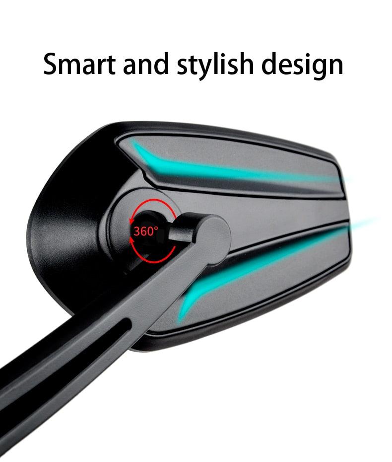 Rétroviseur de vélo intelligent, élégant, pour guidon, réflecteur arrière, pour VTT, vélo électrique, trottinette, miroir HD grand angle réglable, réflecteur arrière large, vision réglable, rétroviseurs gauche et droit pour vélo de route électrique.