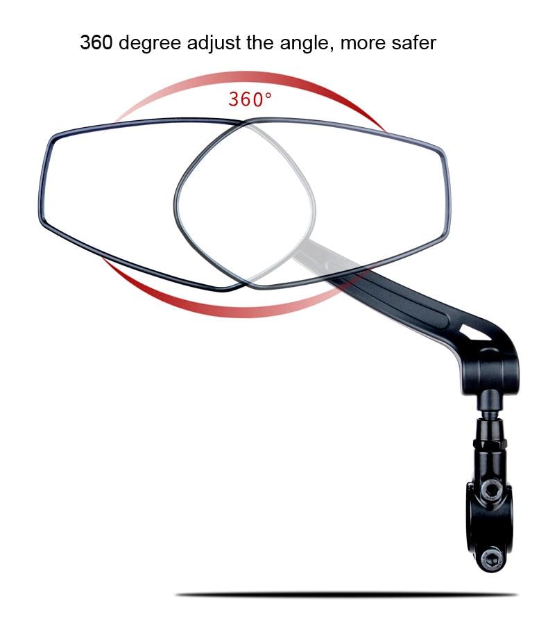 Rétroviseur de vélo intelligent, élégant, pour guidon, réflecteur arrière, pour VTT, vélo électrique, trottinette, miroir HD grand angle réglable, réflecteur arrière large, vision réglable, rétroviseurs gauche et droit pour vélo de route électrique.