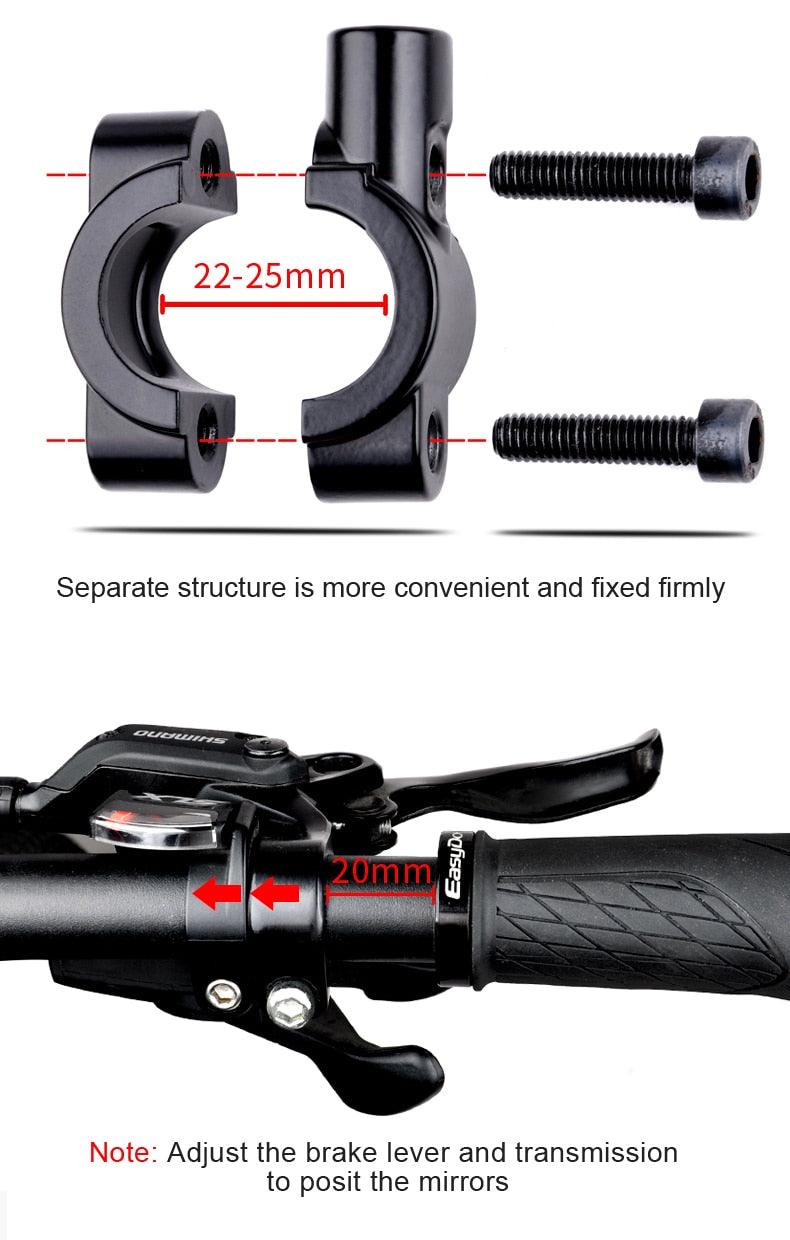 Rétroviseur de vélo intelligent, élégant, pour guidon, réflecteur arrière, pour VTT, vélo électrique, trottinette, miroir HD grand angle réglable, réflecteur arrière large, vision réglable, rétroviseurs gauche et droit pour vélo de route électrique.