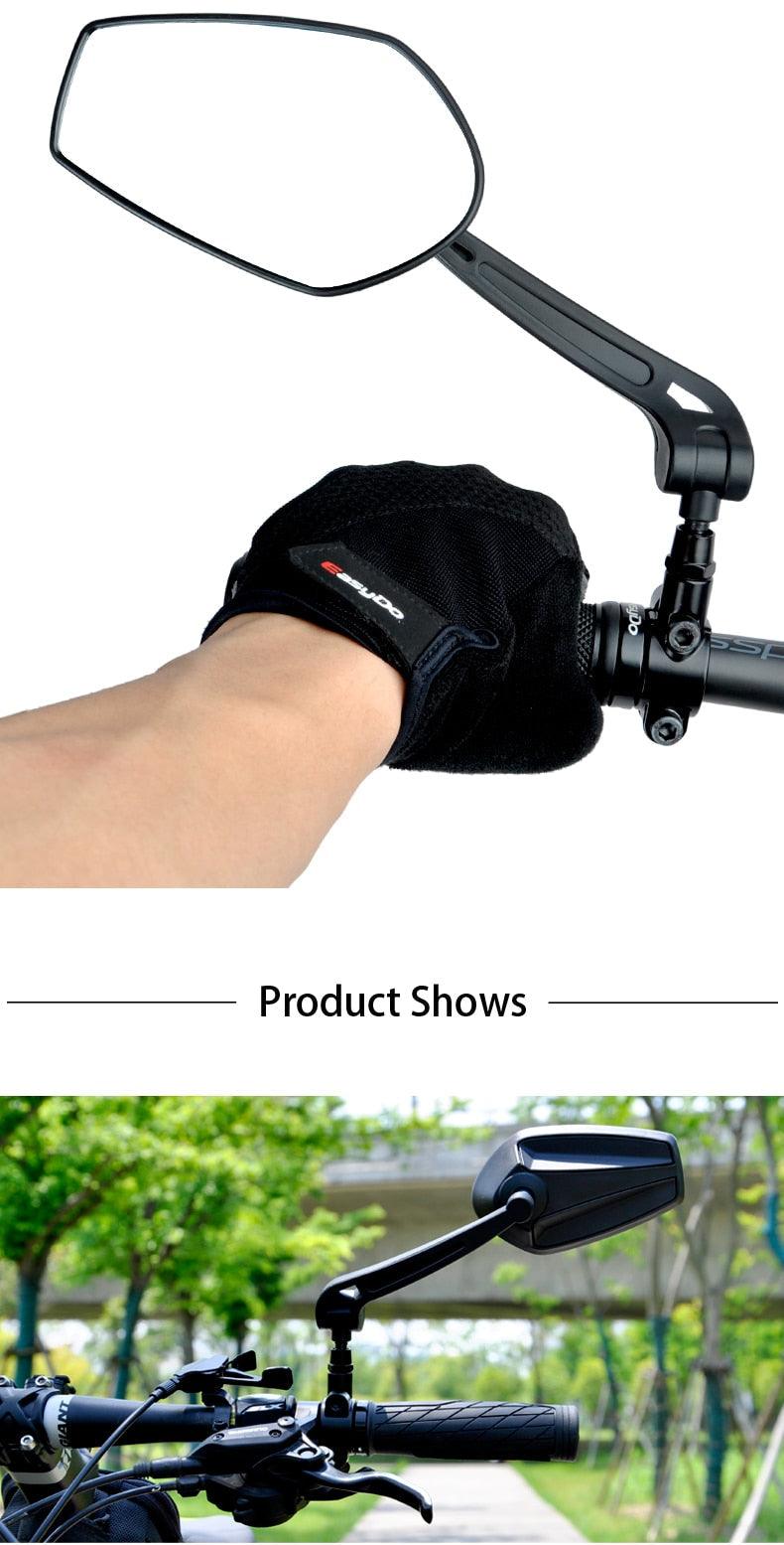 Rétroviseur de vélo intelligent, élégant, pour guidon, réflecteur arrière, pour VTT, vélo électrique, trottinette, miroir HD grand angle réglable, réflecteur arrière large, vision réglable, rétroviseurs gauche et droit pour vélo de route électrique.