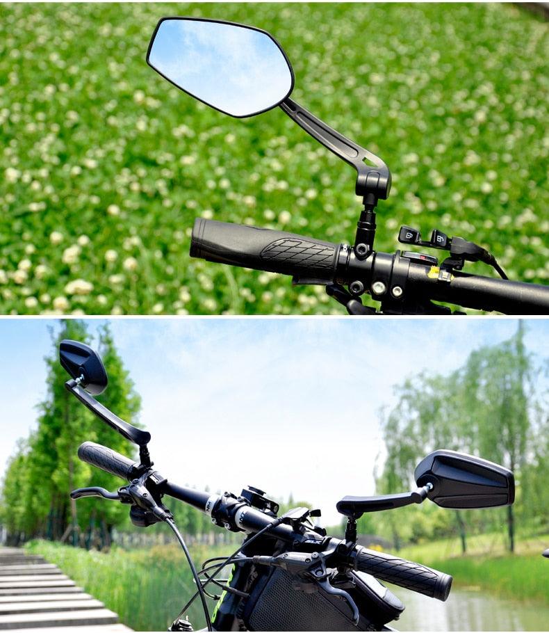 Rétroviseur de vélo intelligent, élégant, pour guidon, réflecteur arrière, pour VTT, vélo électrique, trottinette, miroir HD grand angle réglable, réflecteur arrière large, vision réglable, rétroviseurs gauche et droit pour vélo de route électrique.