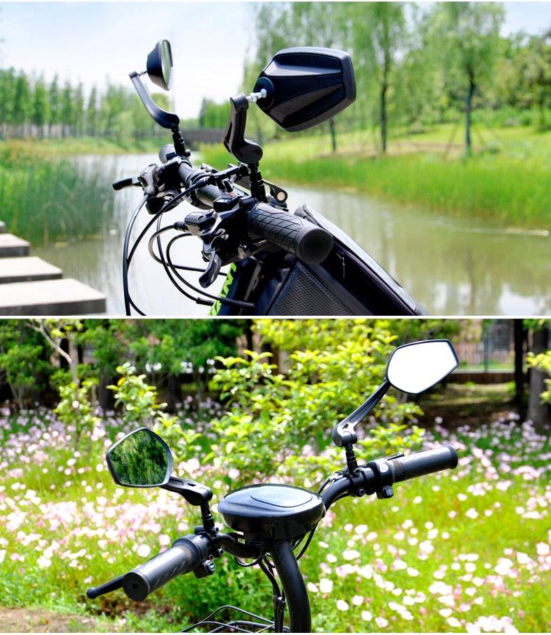 Rétroviseur de vélo intelligent, élégant, pour guidon, réflecteur arrière, pour VTT, vélo électrique, trottinette, miroir HD grand angle réglable, réflecteur arrière large, vision réglable, rétroviseurs gauche et droit pour vélo de route électrique.