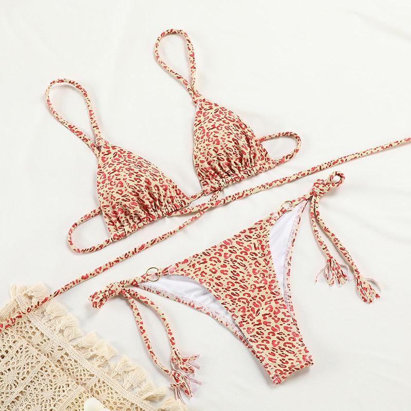 Maillot de bain bikini de luxe d'été pour femmes, ensemble bikini plissé, ensemble bikini deux pièces côtelé, devant et dos à nouer, bikini triangle, maillot de bain charmant pour femmes, bikinis à lacets pour la plage