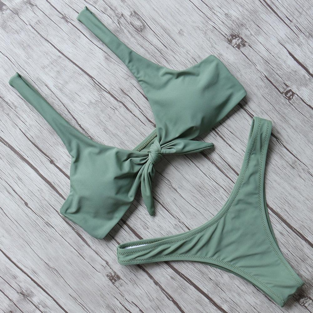 Ensemble de bikini solide Maillot de bain femme Bikini Maillot de bain femme Haut court Licou Maillot de bain Maillot de bain Bikini Coupe haute Maillot de bain taille haute Grande taille Maillot de bain d'été