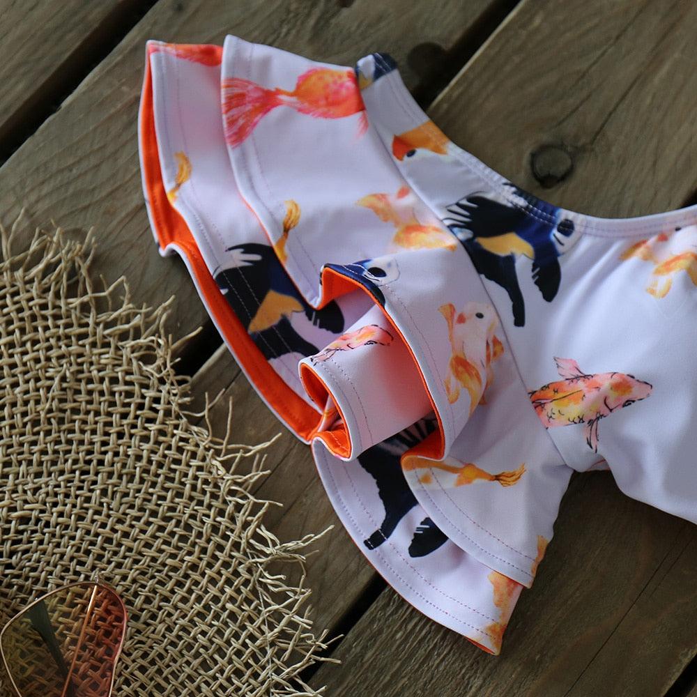 Ensemble bikini deux pièces à volants pour femme, maillot de bain push-up rembourré à imprimé floral, maillot de bain de plage, bikini triangle à nouer sur le côté et string échancré