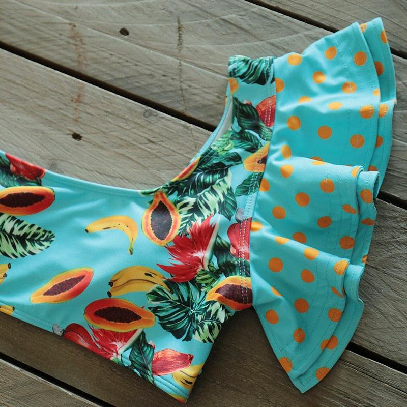 Ensemble bikini deux pièces à volants pour femme, maillot de bain push-up rembourré à imprimé floral, maillot de bain de plage, bikini triangle à nouer sur le côté et string échancré