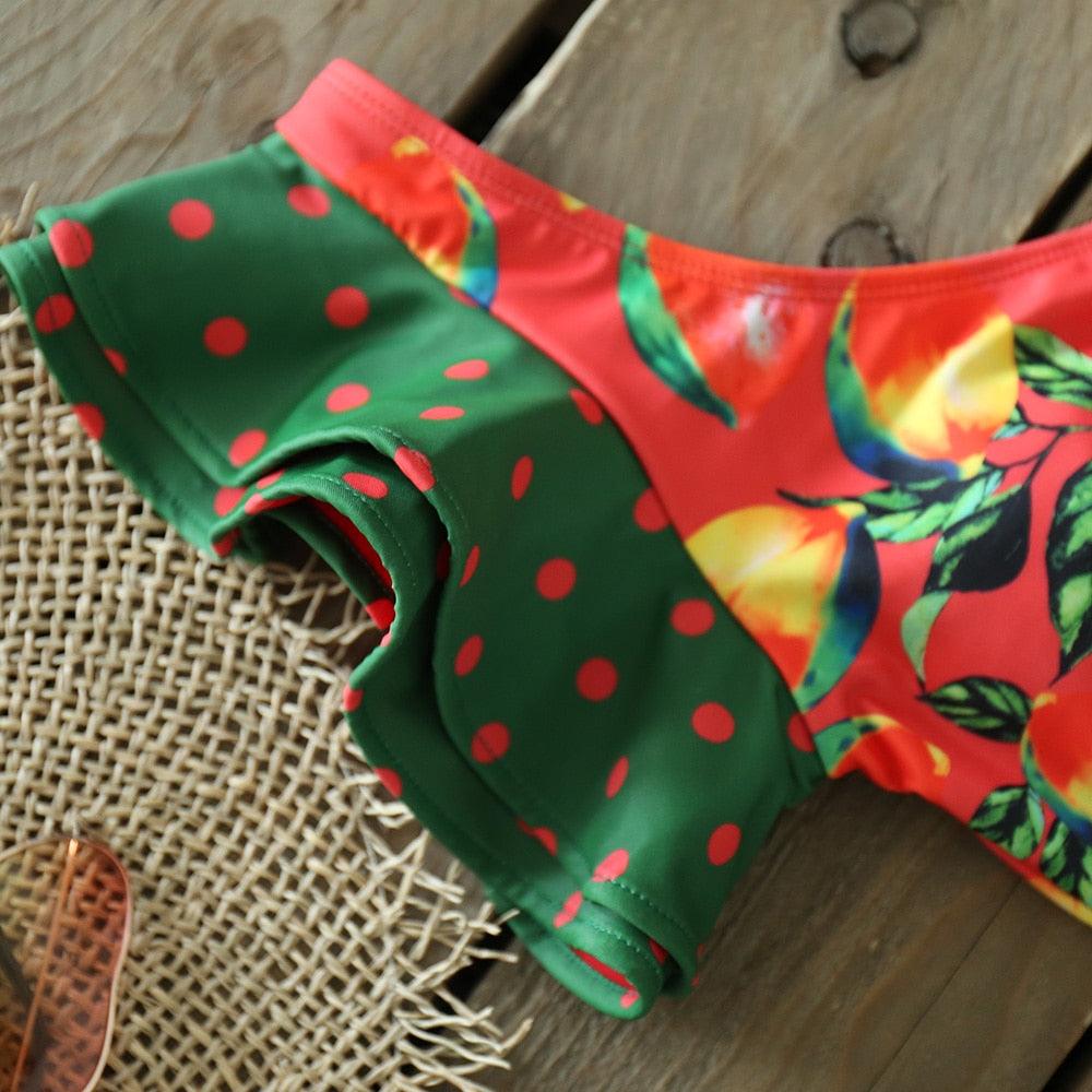 Ensemble bikini deux pièces à volants pour femme, maillot de bain push-up rembourré à imprimé floral, maillot de bain de plage, bikini triangle à nouer sur le côté et string échancré