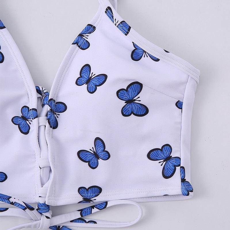 Maillot de bain bikini taille haute bleu moderne push-up femme ensemble bikini imprimé dragon maillot de bain rétro femme maillots de bain bikini taille haute push-up torsadé deux pièces maillots de bain gainants