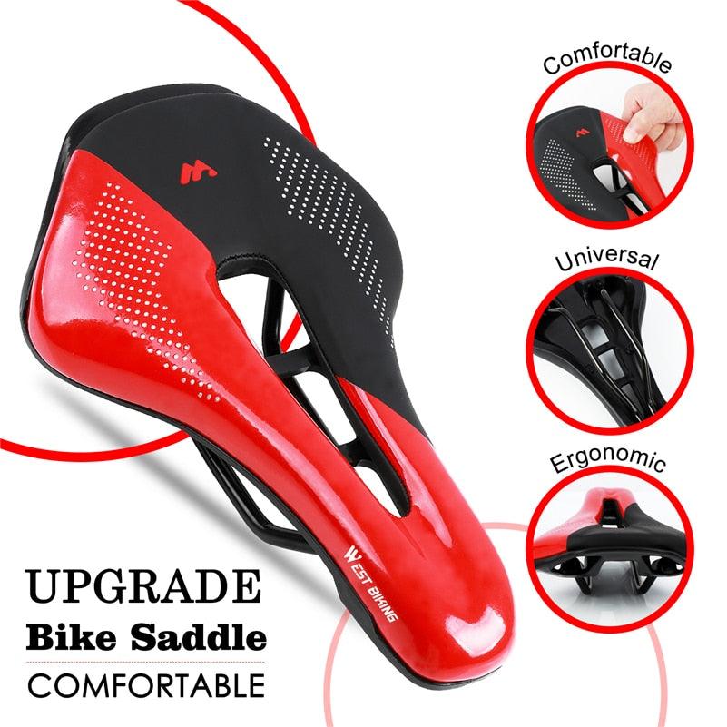 Selle de vélo de montagne de route, en cuir PU, coussin de cyclisme confortable, antichoc, rembourré de gel, pour hommes, selle de vélo confortable, antidérapante, étanche, pour VTT.