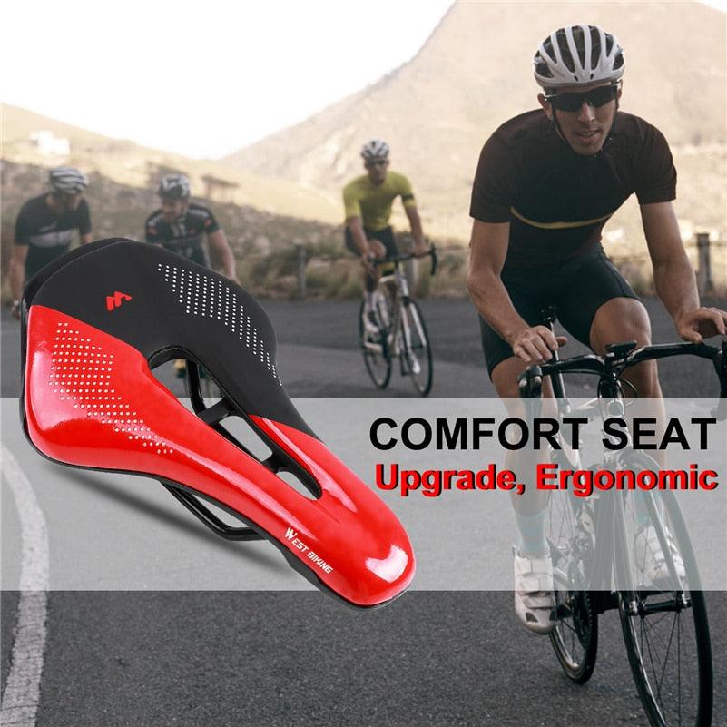 Selle de vélo de montagne de route, en cuir PU, coussin de cyclisme confortable, antichoc, rembourré de gel, pour hommes, selle de vélo confortable, antidérapante, étanche, pour VTT.