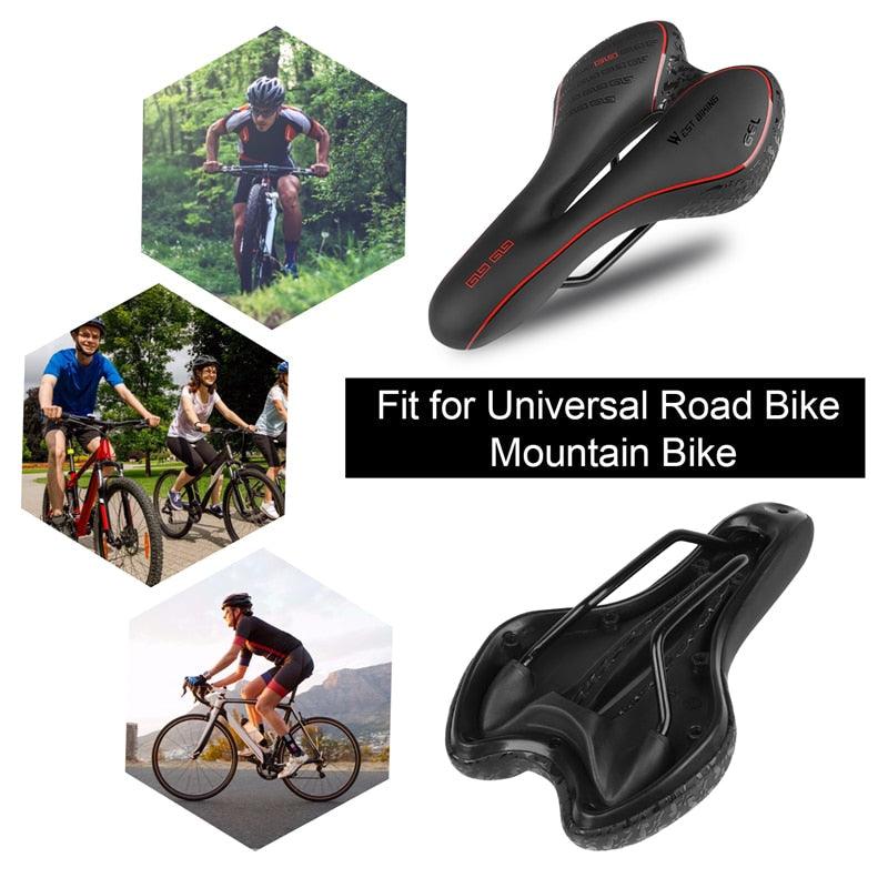 Selle de vélo de montagne de route, en cuir PU, coussin de cyclisme confortable, antichoc, rembourré de gel, pour hommes, selle de vélo confortable, antidérapante, étanche, pour VTT.