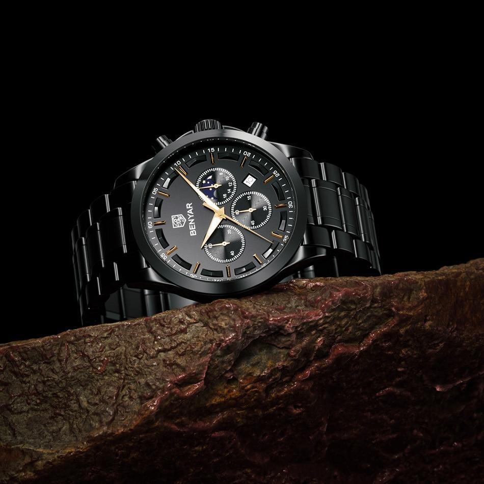 Montre Chronographe Homme Élégante Montre Sport Quartz Mouvement Luxe Analogique Mode Affaires Étanche