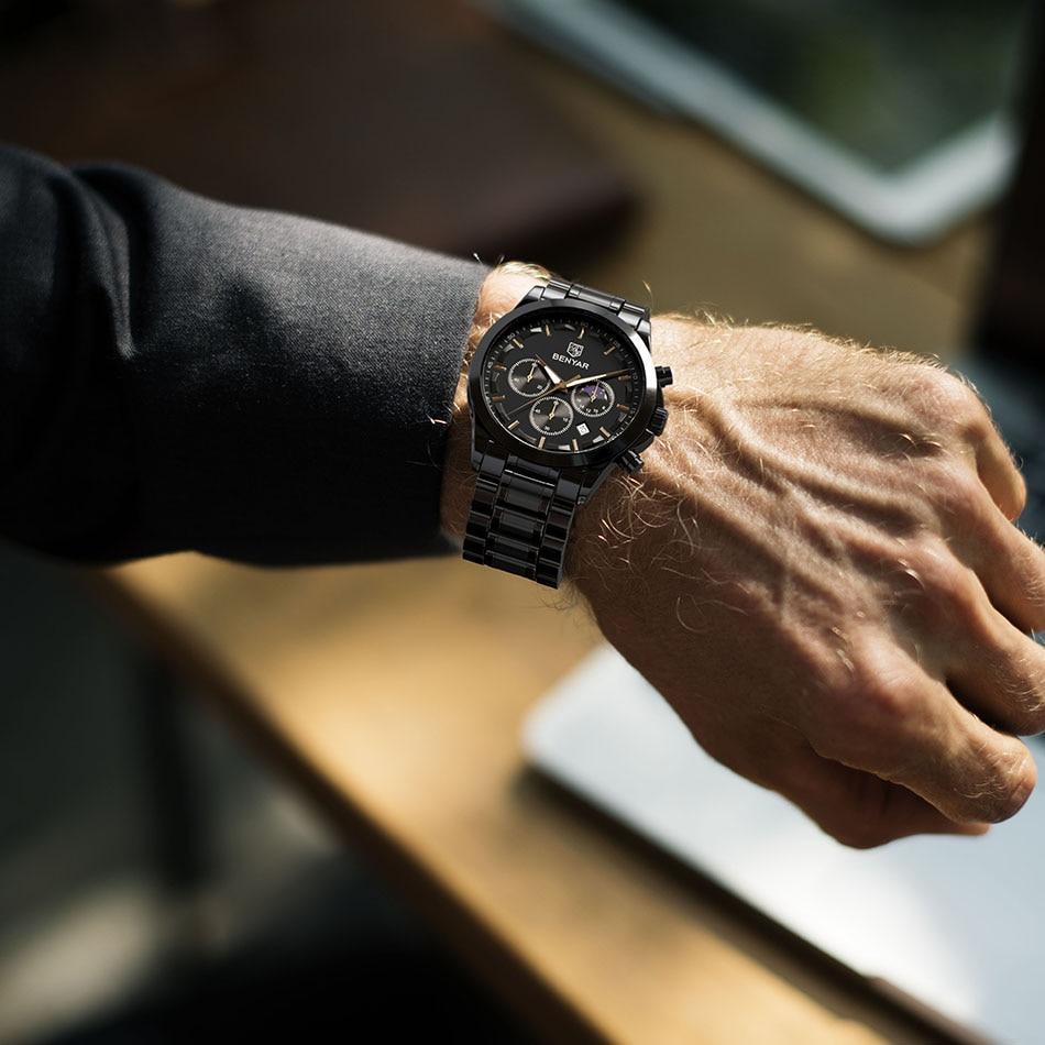 Montre Chronographe Homme Élégante Montre Sport Quartz Mouvement Luxe Analogique Mode Affaires Étanche