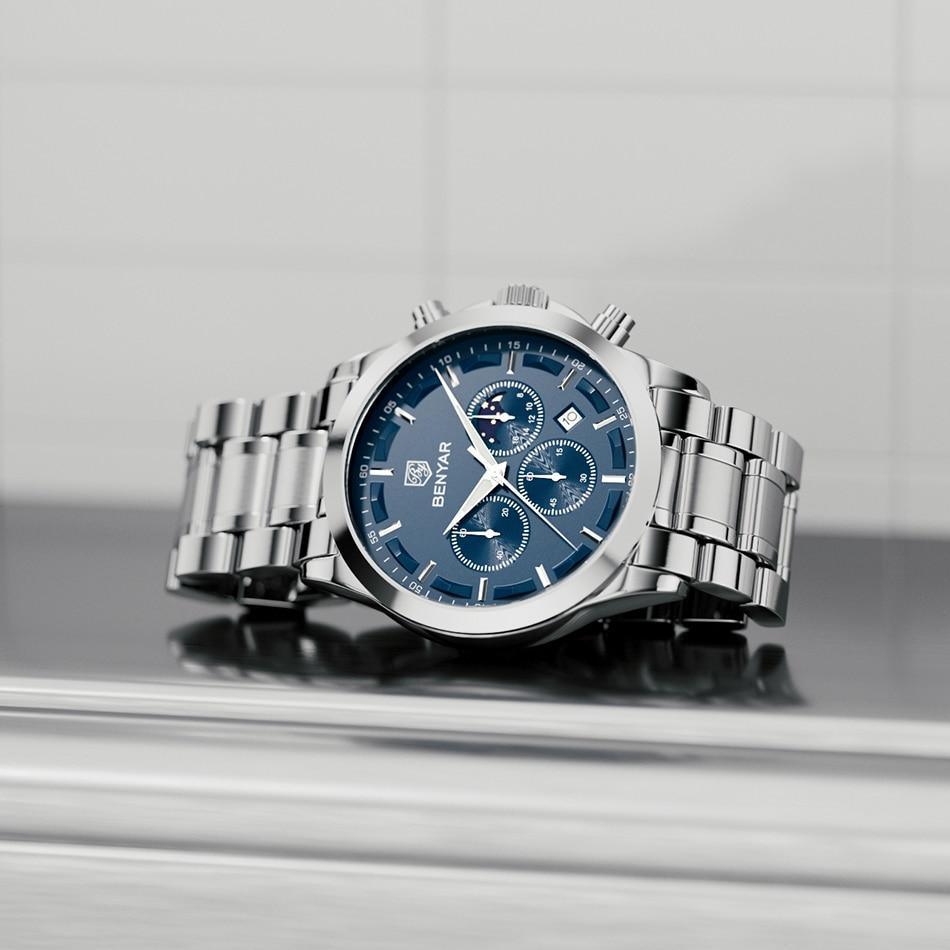 Montre Chronographe Homme Élégante Montre Sport Quartz Mouvement Luxe Analogique Mode Affaires Étanche
