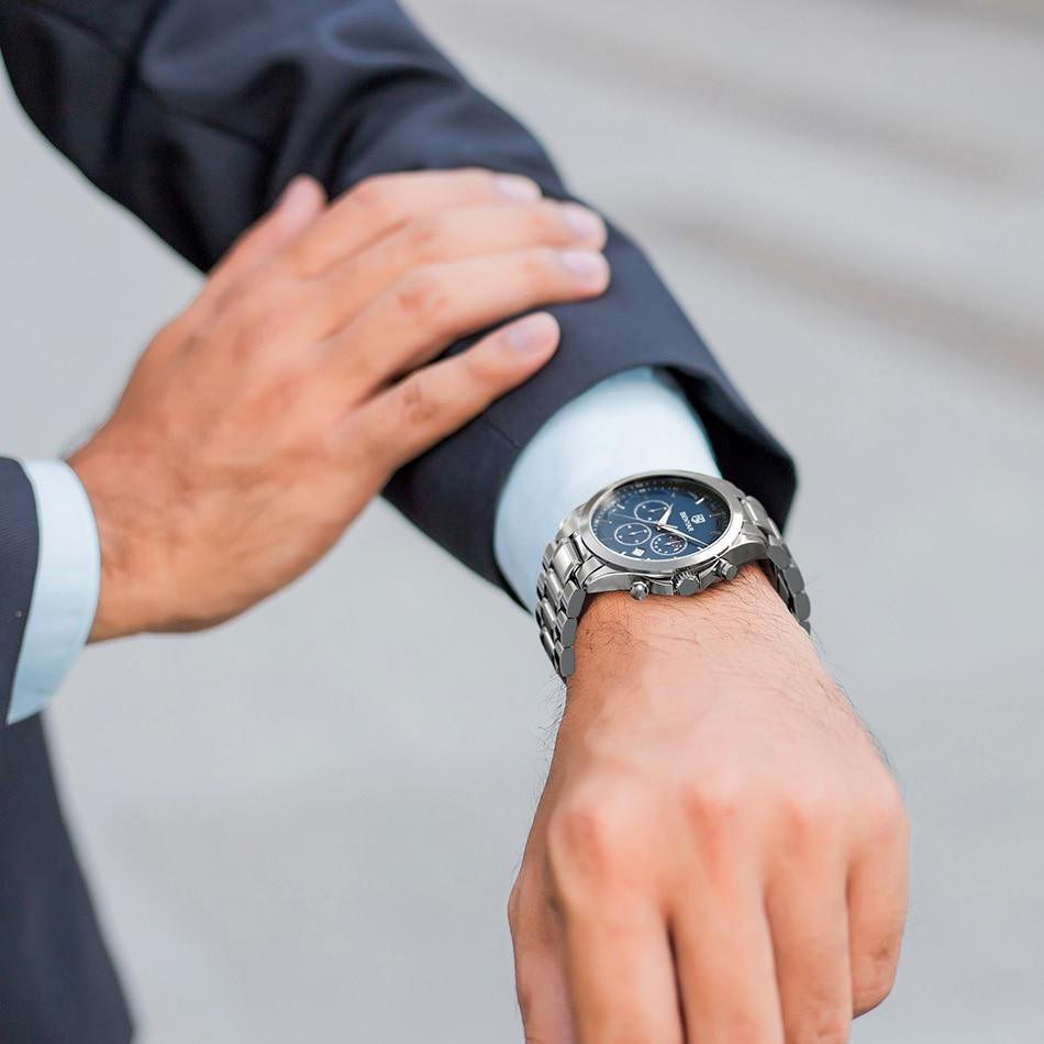 Montre Chronographe Homme Élégante Montre Sport Quartz Mouvement Luxe Analogique Mode Affaires Étanche