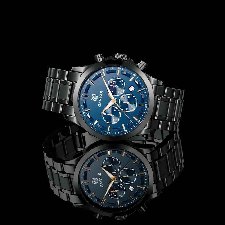 Montre Chronographe Homme Élégante Montre Sport Quartz Mouvement Luxe Analogique Mode Affaires Étanche