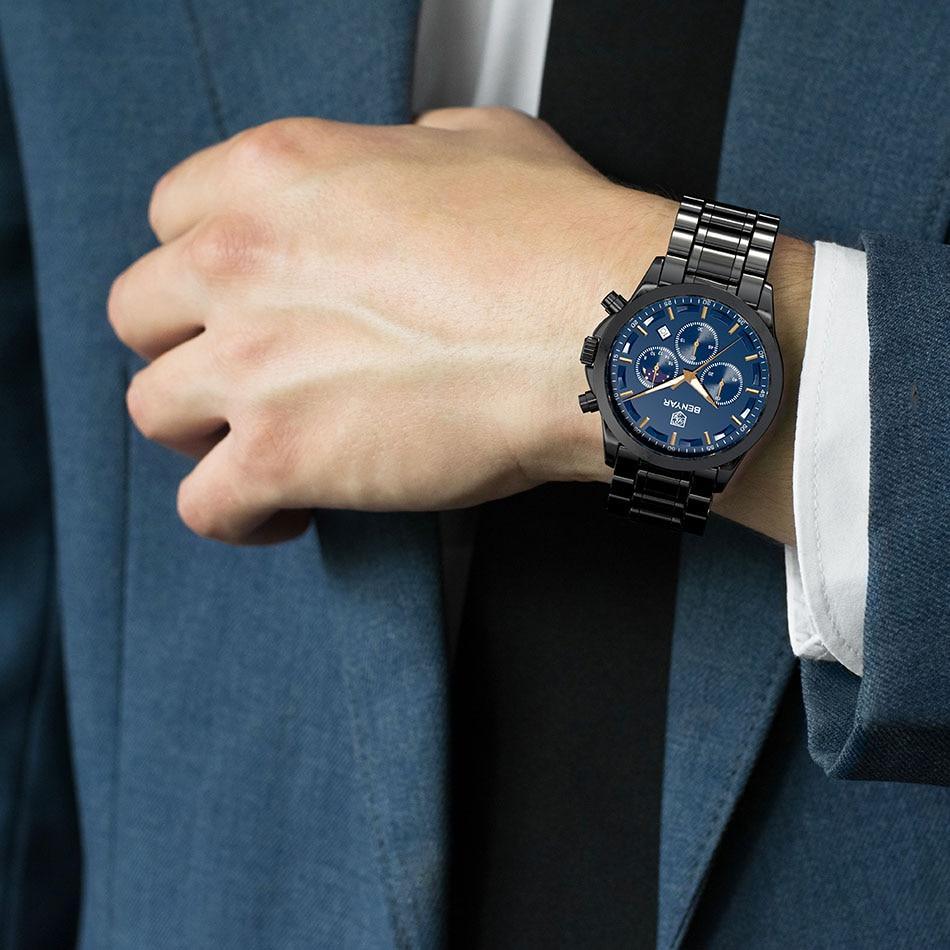 Montre Chronographe Homme Élégante Montre Sport Quartz Mouvement Luxe Analogique Mode Affaires Étanche