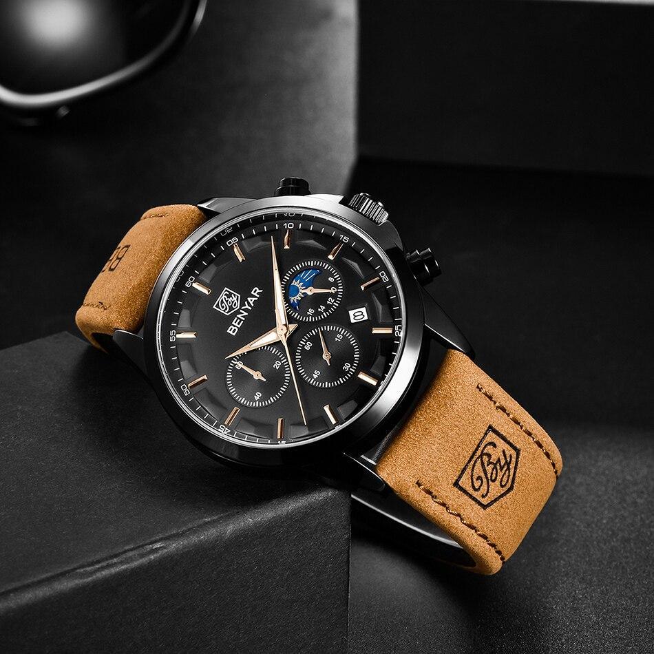 Montre Chronographe Homme Élégante Montre Sport Quartz Mouvement Luxe Analogique Mode Affaires Étanche