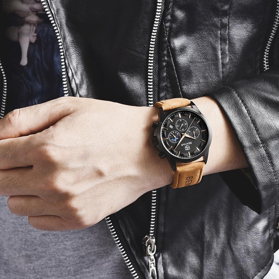 Montre Chronographe Homme Élégante Montre Sport Quartz Mouvement Luxe Analogique Mode Affaires Étanche