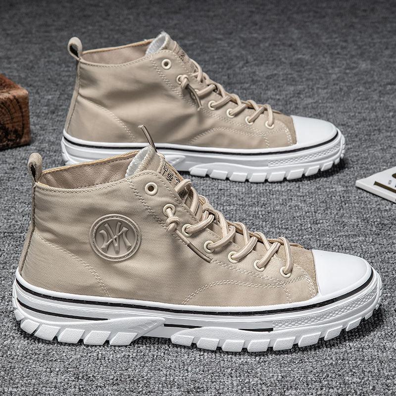 Chaussures en toile pour hommes Baskets vulcanisées montantes grises décontractées pour le skateboard Confortables d'extérieur Sport Marche Baskets mode montantes Chaussures décontractées Baskets de marche