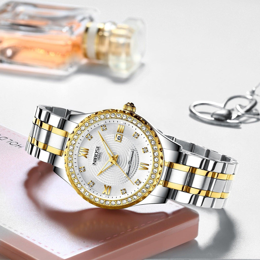 Montre-bracelet à quartz pour homme, marque de luxe, automatique, en acier inoxydable, or, diamant, étanche, lumineuse, style décontracté, pour homme d'affaires.