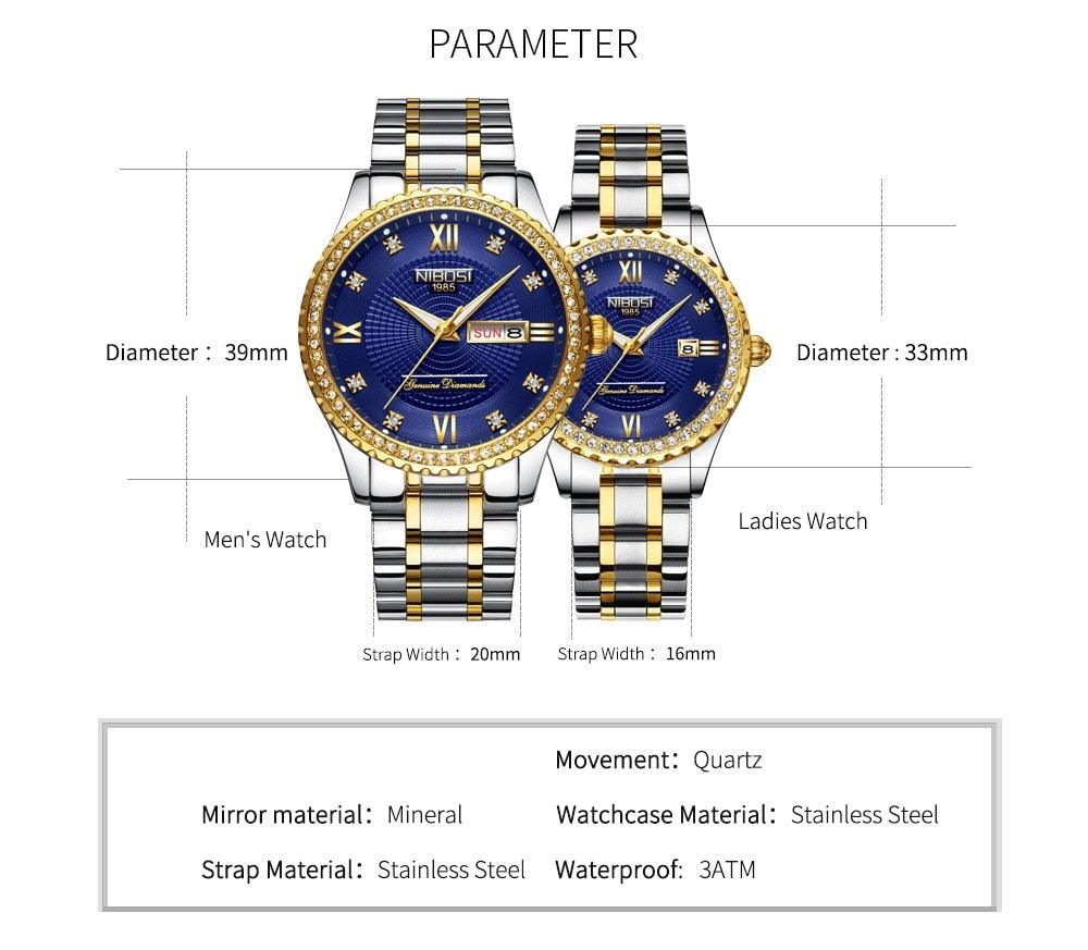 Montre-bracelet à quartz pour homme, marque de luxe, automatique, en acier inoxydable, or, diamant, étanche, lumineuse, style décontracté, pour homme d'affaires.