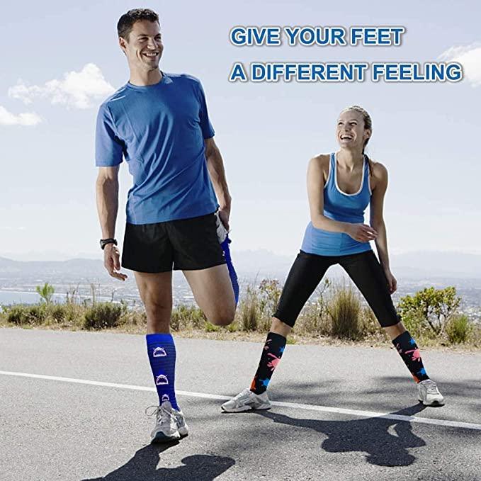 Chaussettes de compression athlétiques graduées respirantes pour infirmiers et infirmières, idéales pour la course à pied, les sports de plein air et la randonnée pour hommes et femmes