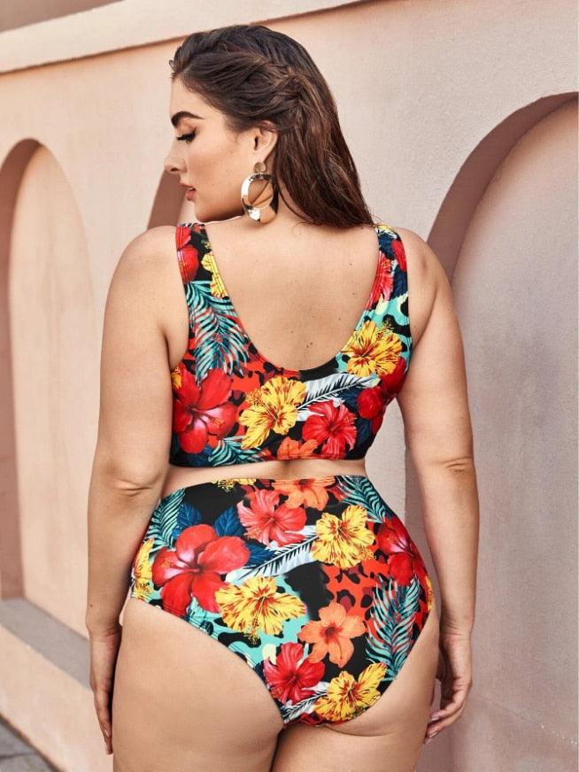 Maillot de bain deux pièces grande taille à rayures pour femmes Maillot de bain taille haute deux pièces grande taille pour femmes Maillot de bain taille haute Maillot de bain taille haute épaules dénudées Maillot de bain échancré