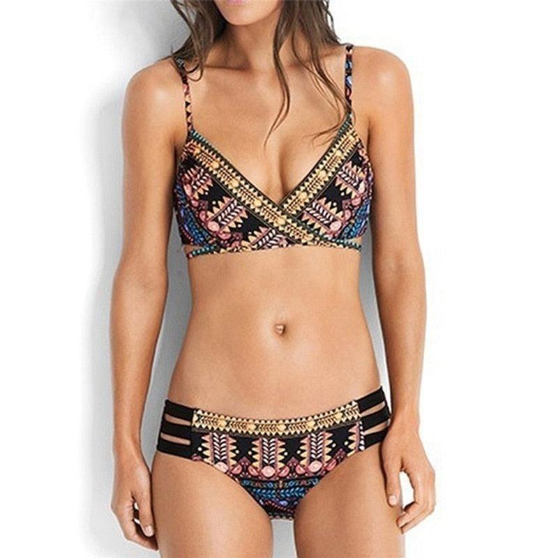 Ensemble de maillot de bain push-up deux pièces pour femme, maillot de bain de plage, bikini push-up à licou pour femme